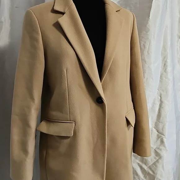 ZARA WOOL COAT MANTECO LIGHT TAN - Picture 1 of 12